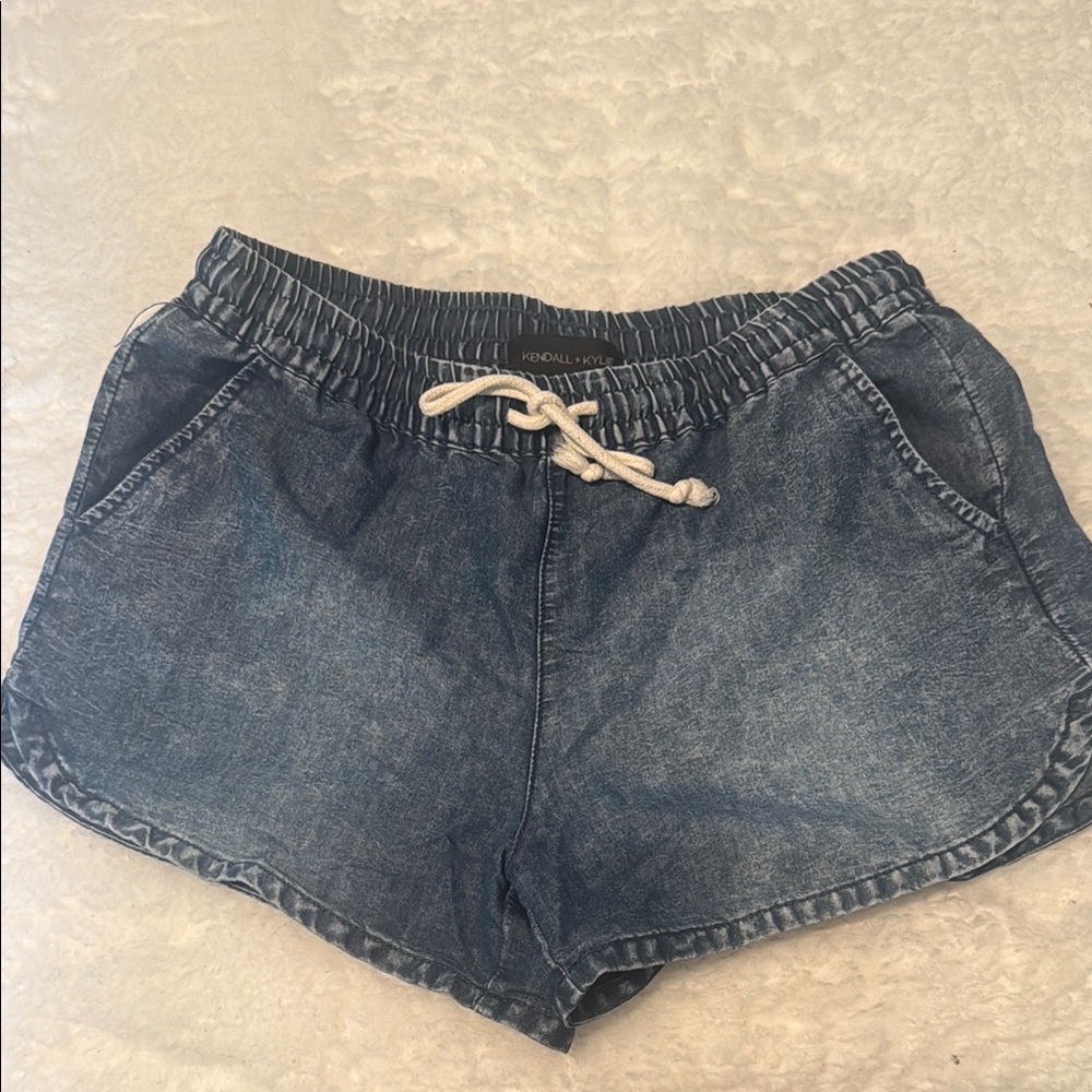 Kendall & Kylie Blue Athletic Shorts Relaxed Fit Elastic Waistband